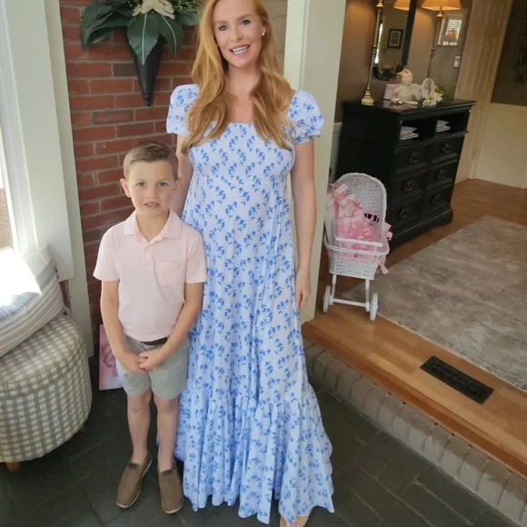 blue maxi dress satin Romina Strapless Satin Maxi Dress